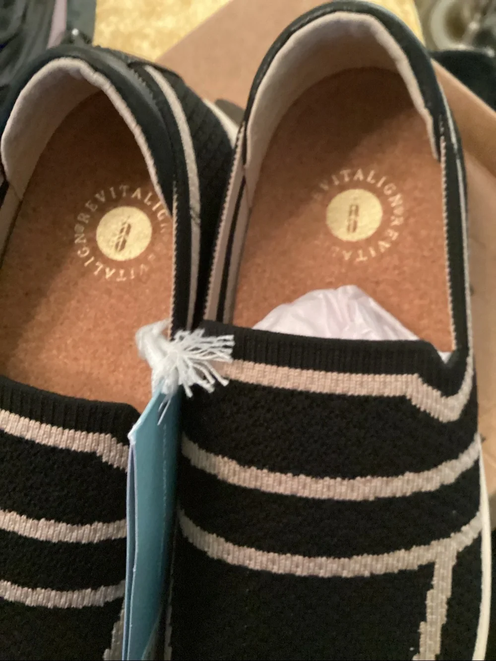 Women Black Slip-On Knit Sneakers with Cream Trim